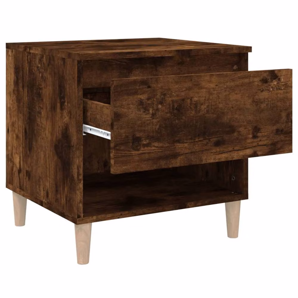 Berkfield Home Smoked Oak Bedside Table in Brown, W/D/H: 50 x 46 x 50 cm – 4