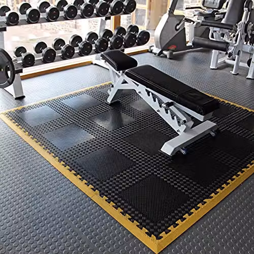 Actiasmat Heavy Duty Interlocking Rubber Gym Mats, Black, Set of 4, W/D/H: 50 x 50 x 1.2 cm – 3