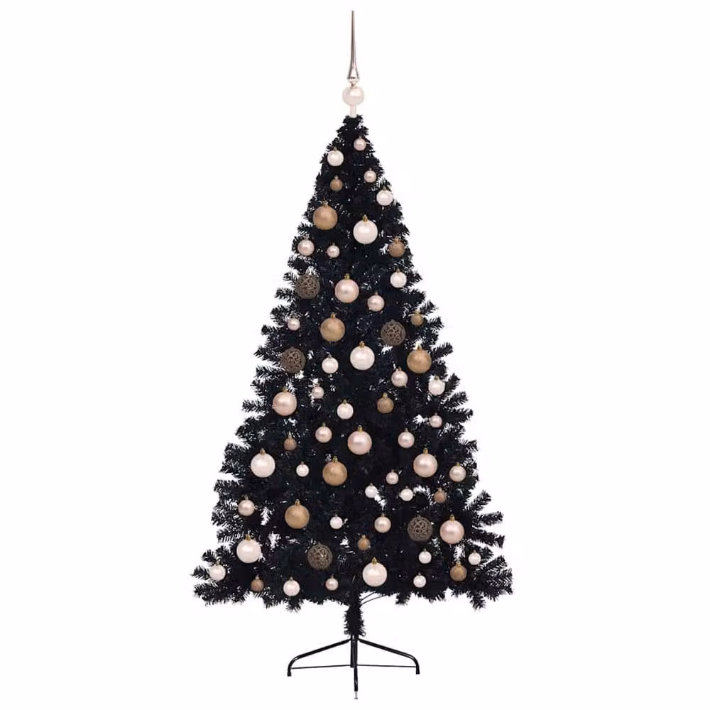 Berkfield Home Pre-lit Artificial Christmas Tree in Black, Height: 180 cm – 3