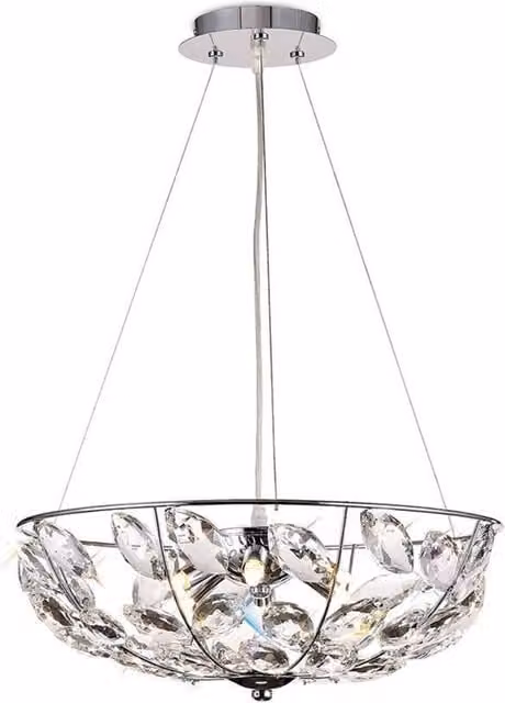 Netlighting Galilea 6 Light G9 Crystal Ceiling Pendant in Polished Chrome and Grey
