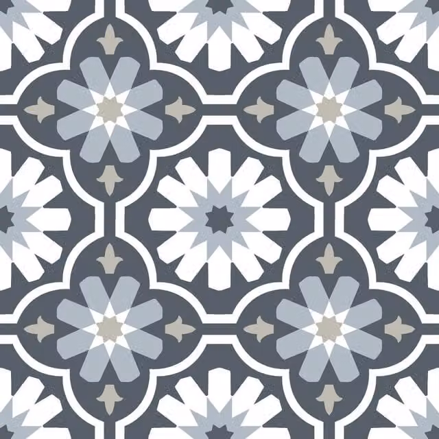 Fine Decor Sevilla Mediterranean Tile Look Self-Adhesive Vinyl Floor Tiles, Blue, 0.93sqm (Pack of 10)