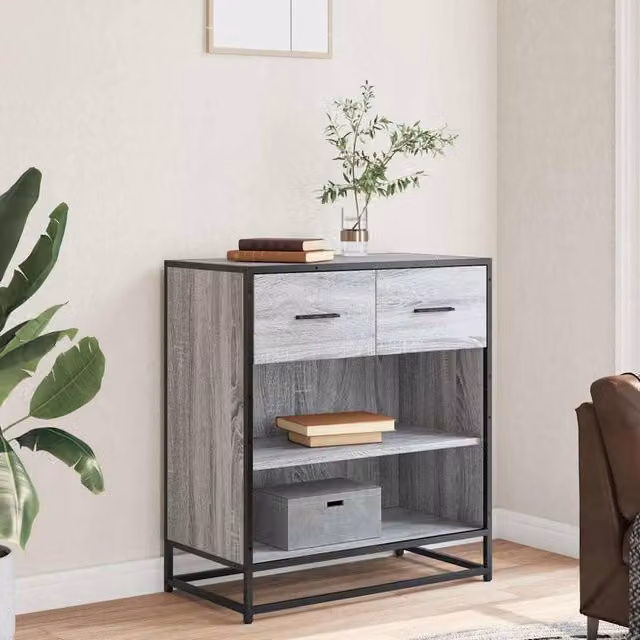 Berkfield Home Grey Sonoma Industrial Sideboard in Engineered Wood, W/D/H: 68 x 35 x 76 cm