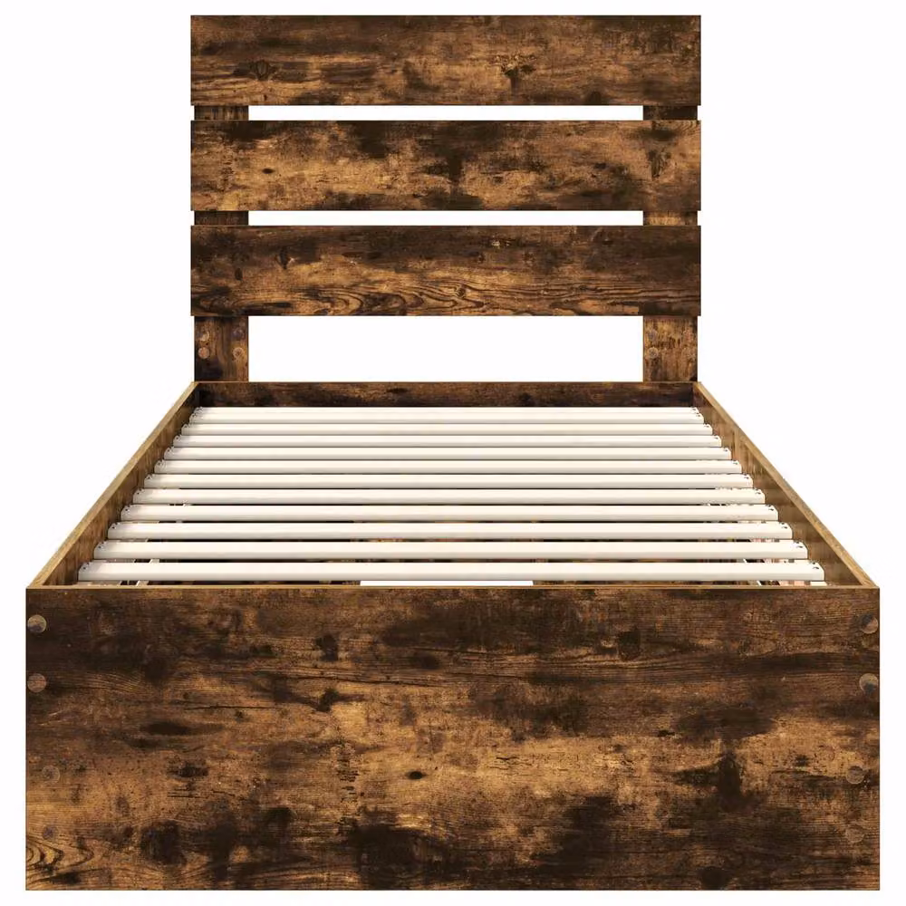 Berkfield Home Modern Bed Frame with Drawers in Smoked Oak Brown, W/D/H: 100 x 200 cm – 4