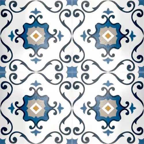 Arthouse Blue Motif Floor Tiles, 10 Tiles Per Pack, W/D/H: 30.5 x 30.5 x 30.5 cm