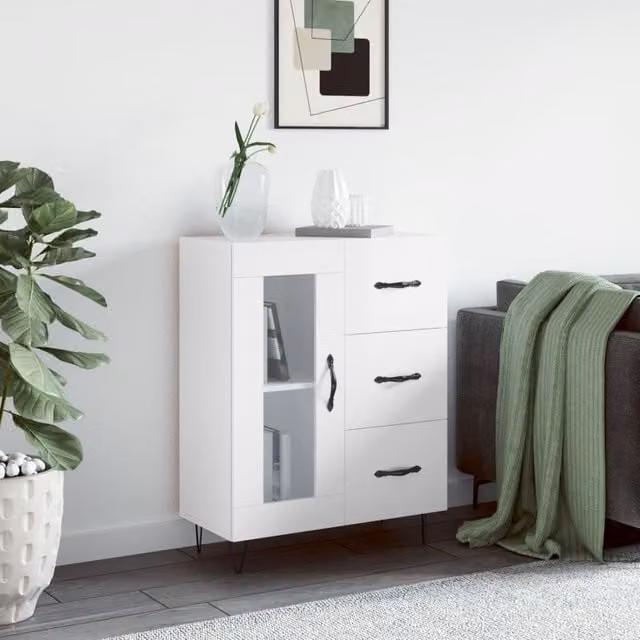 Berkfield Home High Gloss White Sideboard, W/D/H: 69.5 x 34 x 90 cm