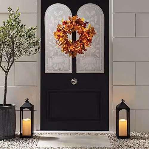 Lights4fun Extra-Large Black Metal Outdoor LED Candle Lantern with Flickering Warm White TruGlow, Timer and Weatherproof Design, H 50.5 cm x W 16 cm x D 16 cm – 2