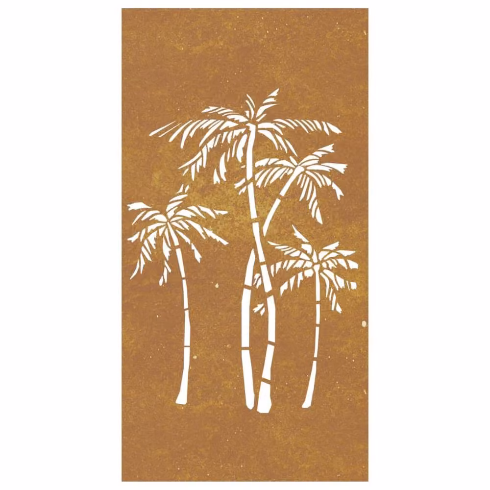 Berkfield Home Brown Corten Steel Palm Tree Wall Decoration, W: 105 cm, H: 55 cm – 3