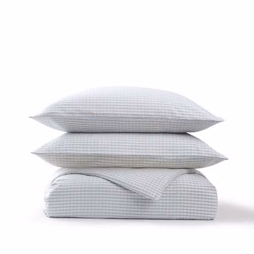Christy Gingham Checked Cotton Duvet Set and Pillowcases in Blue, W/D/H: 230 x 220 x 180 cm (Duvet) and 50 x 75 cm (Pillowcase) – 2