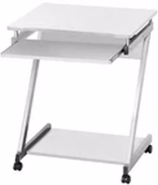 EONLION Z-Shaped Computer Desk in White with Keyboard Shelf and Castors – 1