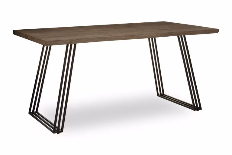 Orsina Modern Rectangular Dining Table with Natural Veneer Top in Brown and Black