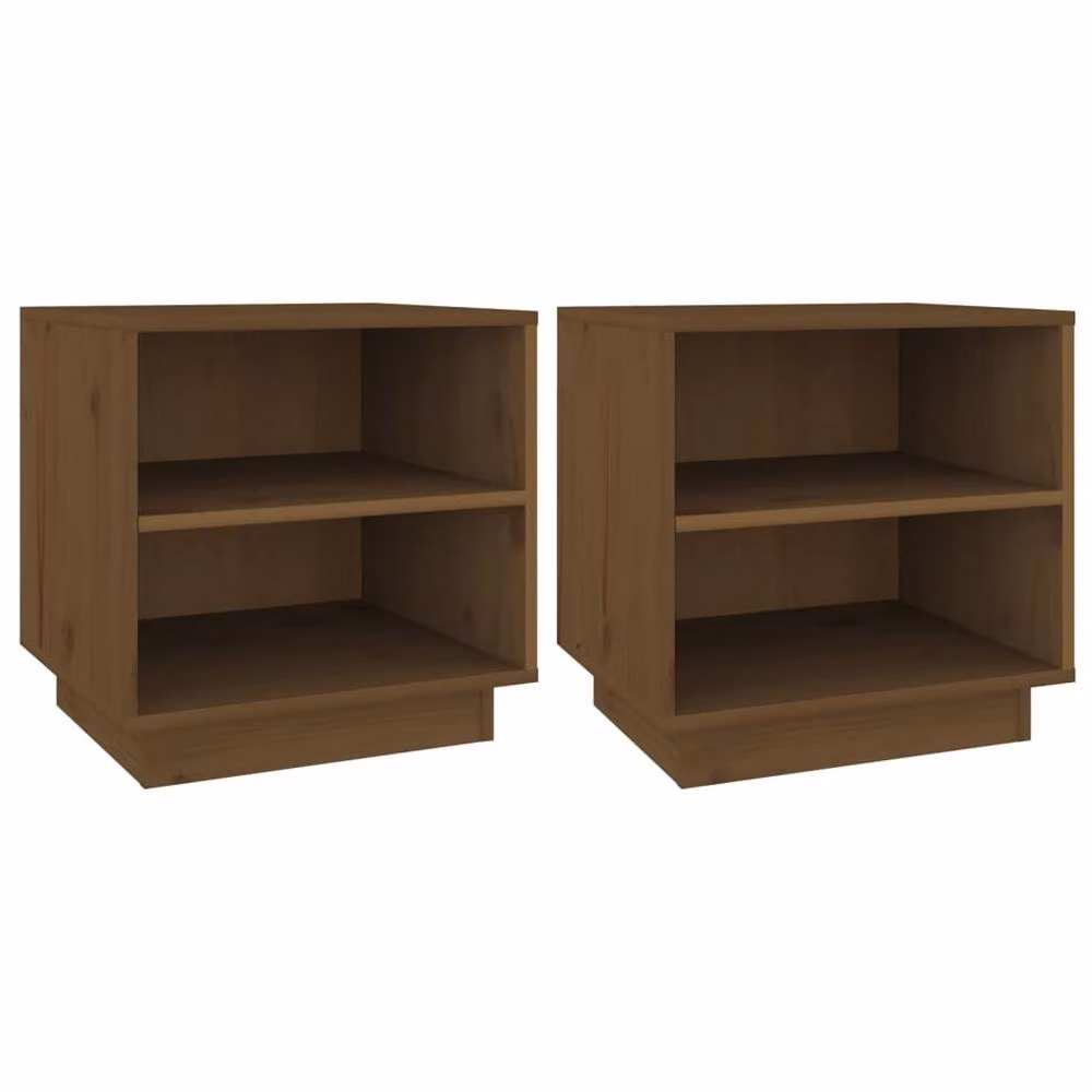 Berkfield Home Elegant Bedside Cabinets, 2 Piece Set, Honey Brown, Solid Wood Pine, W/D/H: 40 x 34 x 40 cm – 3