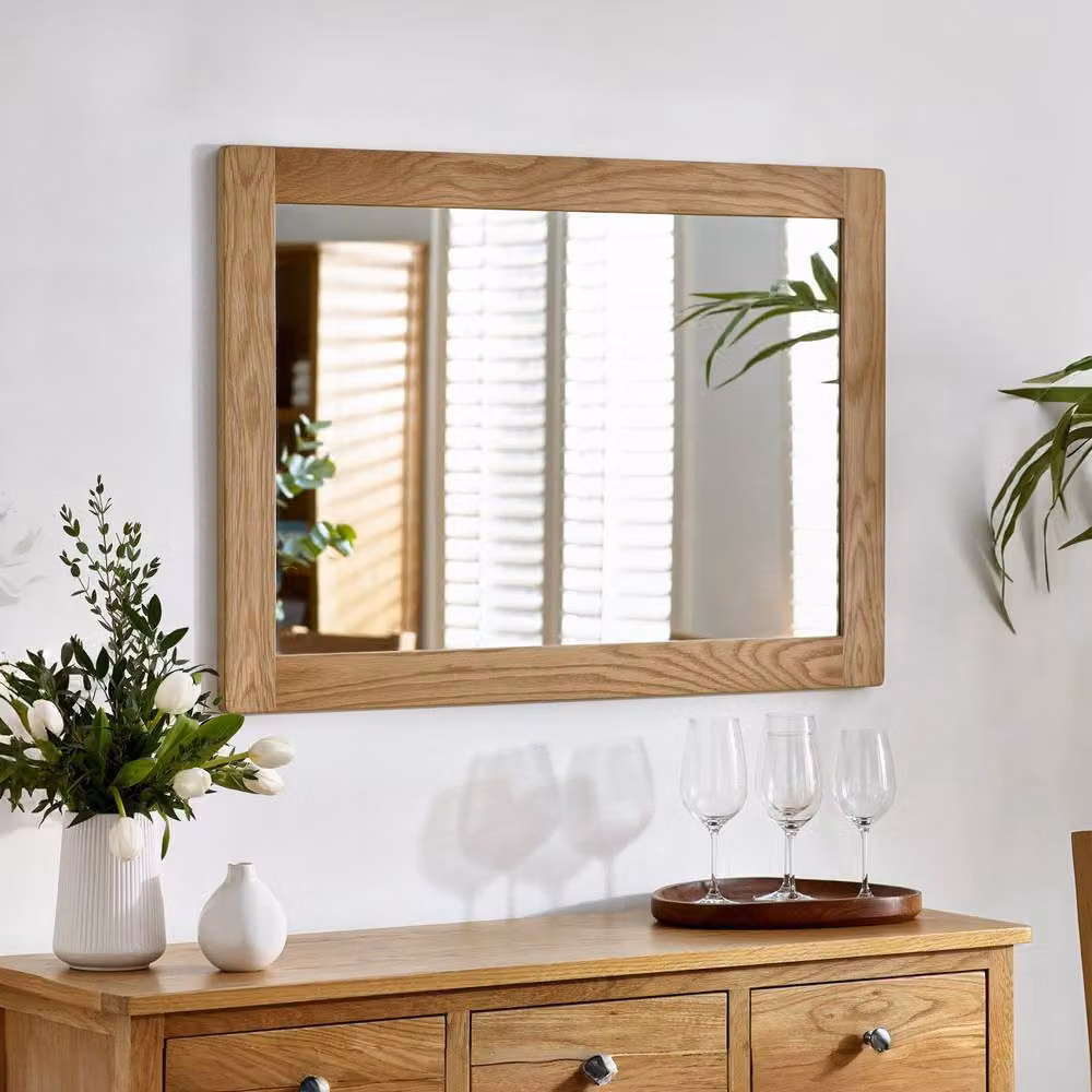 Cheshire Aureva Classic Rectangular Wall Mirror in Brown Waxed Oak – 2