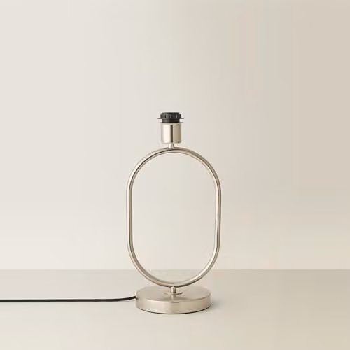 ValueLights Antonia Art Deco Metal Oval Stem Table Lamp Base in Brushed Chrome Silver – 1