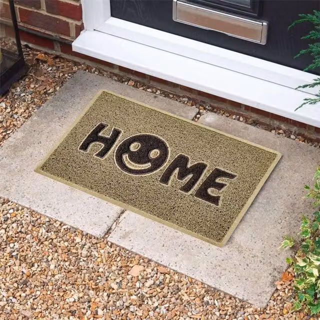 Nicoman Beige PVC Spaghetti Coil Rectangular Doormat, W: 44 cm, D: 75 cm