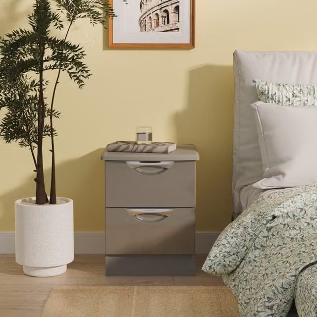 Ready Assembled 2 U Holborn 2 Drawer Bedside Cabinet in Mid Grey – 1