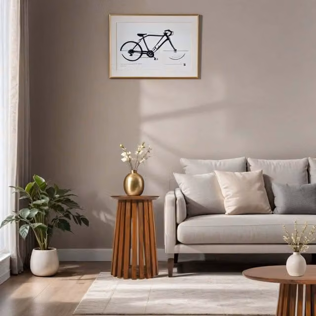 IH Design Modern Round Mango Wood Side Table in Brown