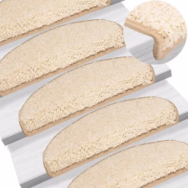 Berkfield Home Self-Adhesive Stair Mats, 10 Pack, Beige, W: 65 cm, D: 21 cm, H: 4 cm