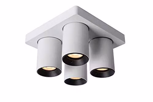 Lucide Nigel Dimmable LED Ceiling Spotlight in White with Adjustable GU10 Cylinder Design