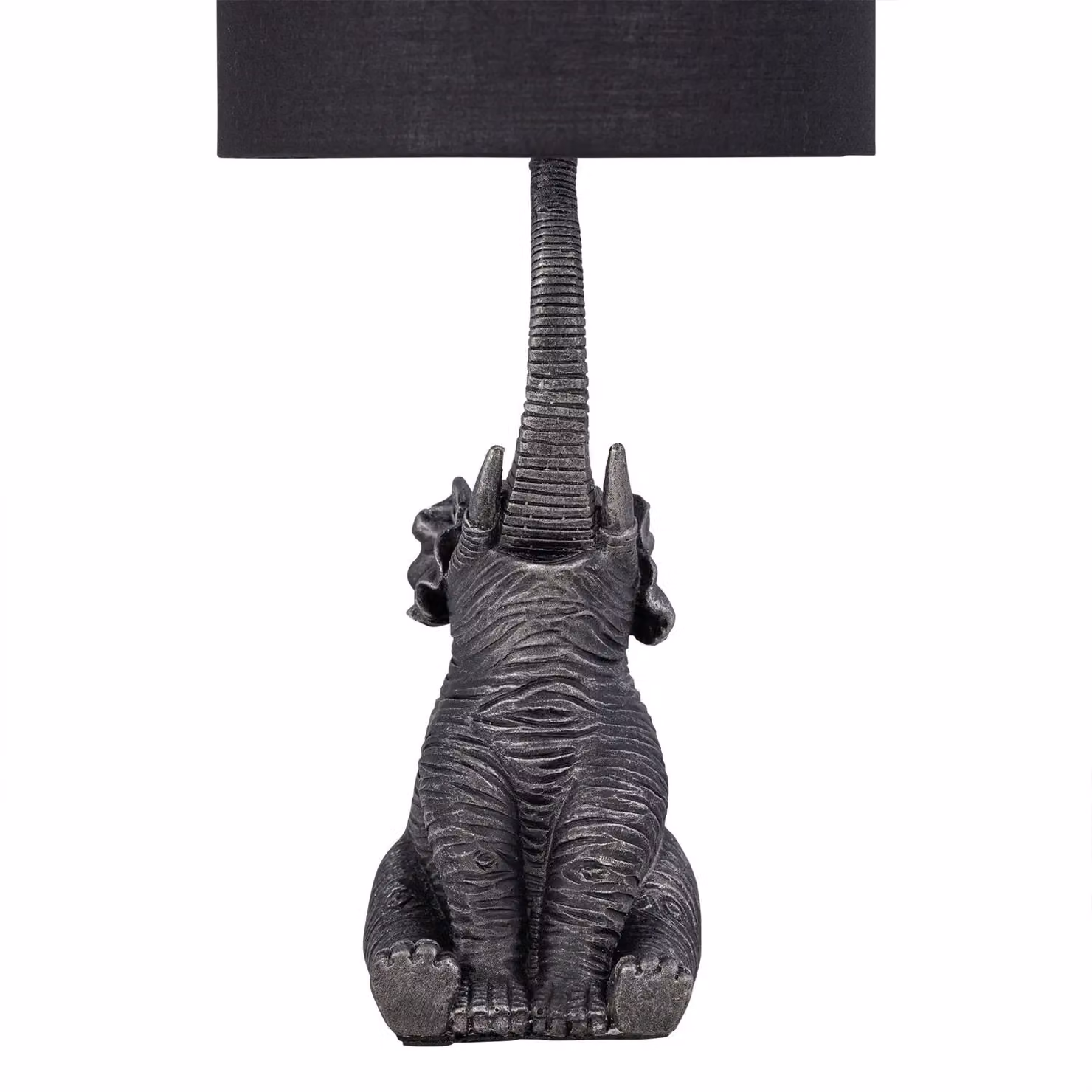First Choice Lighting Elephant Black Resin Table Lamp with Black Fabric Shade – 2