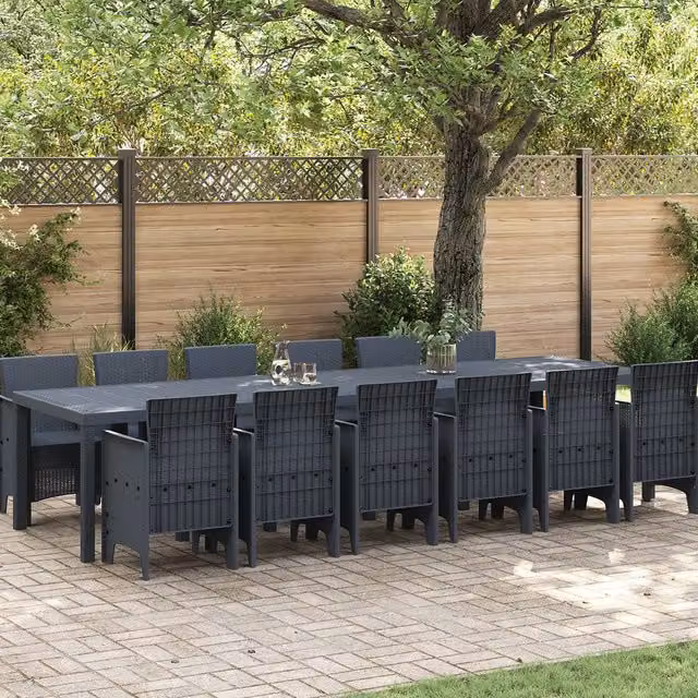 Berkfield Home 13 Piece Anthracite Poly Rattan Garden Dining Set