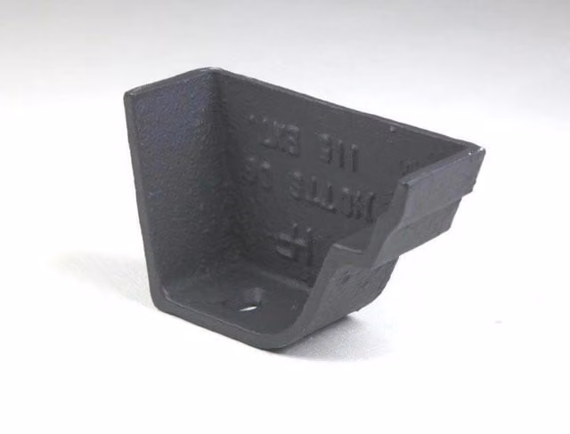 Hargreaves Premier Cast Iron Notts Ogee Right Hand External Stopend Gutter, 115mm, Black