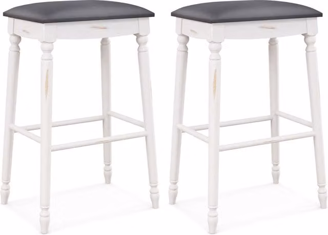 Costway Set of 2 Modern Upholstered Counter Height Bar Stools with Rubberwood Frames in Multicolour