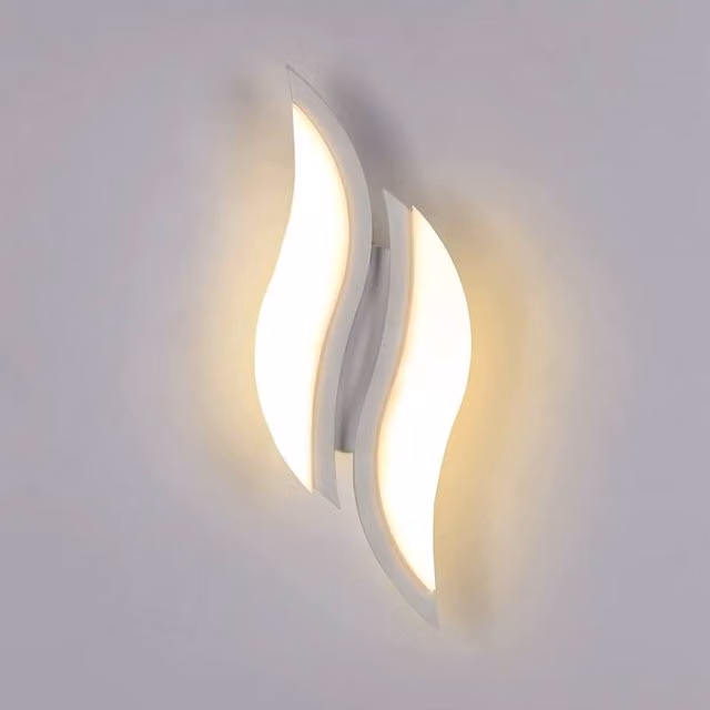 Pheashine Modern LED Wall Light, White Acrylic and Aluminium, 3000K Warm White, Length: 30 cm