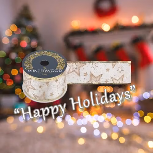 VFM e-Store Gold Christmas Star Ribbon Garland for Festive Parties, W/H: 6 x 10 cm – 4