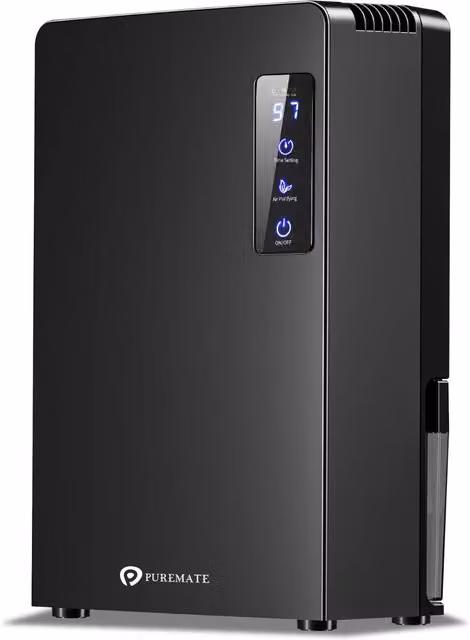 PureMate Portable Dehumidifier, 2200ml, Black