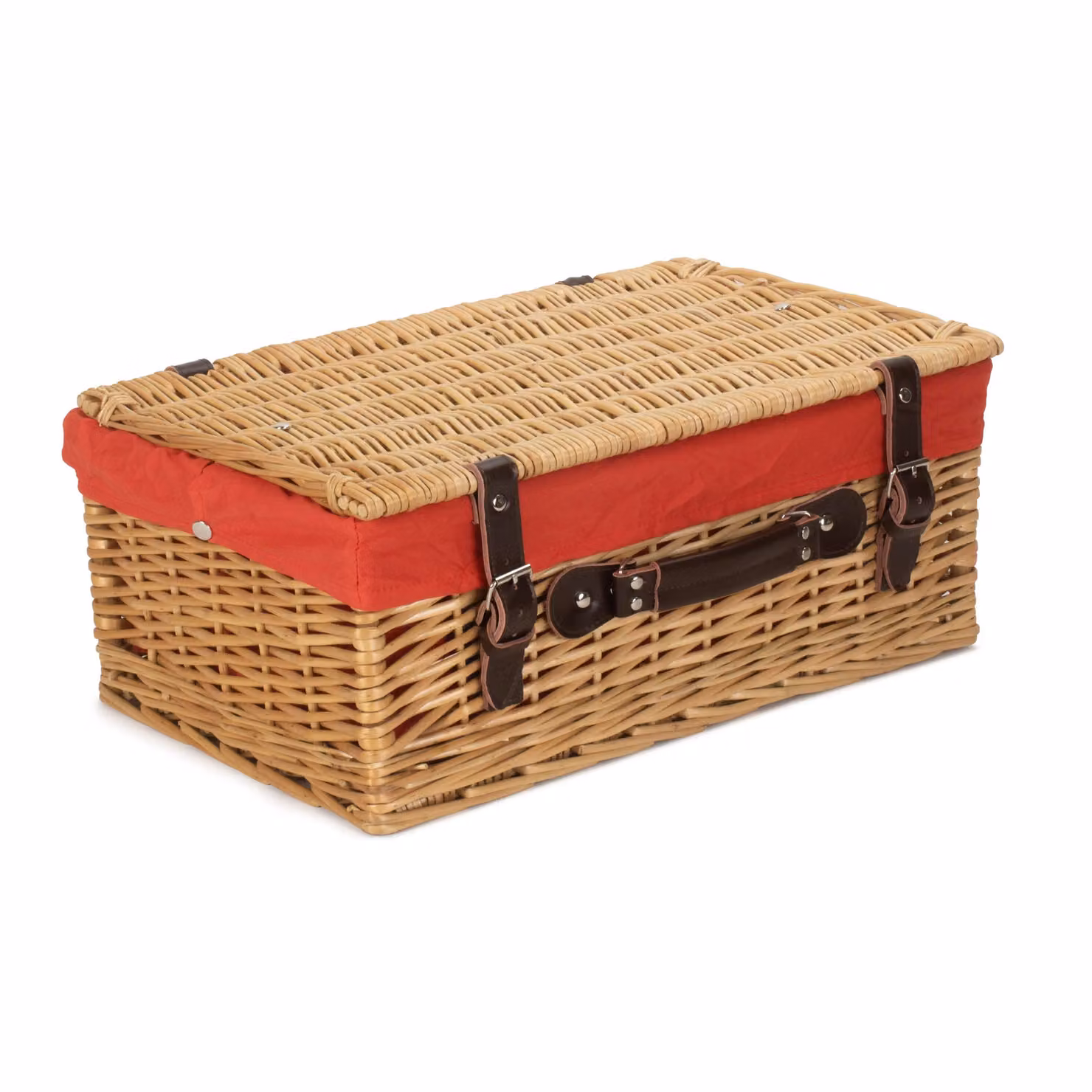 Red Wicker Picnic Basket Hamper with Red Cotton Lining, W/D/H: 46.0 x 30.0 x 19.0 cm – 2