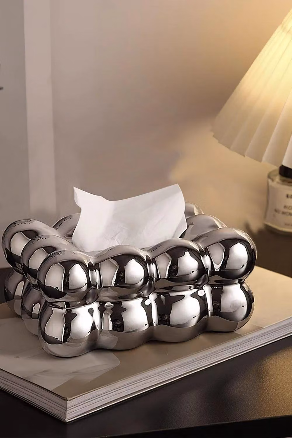 H&O Direct Modern Silver Ceramic Tissue Box – 3