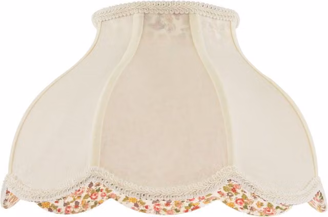 Happy Homewares Cream Victorian Dome Lamp Shade with Scallop Edges and Multicolour Floral Inner Lining – 1