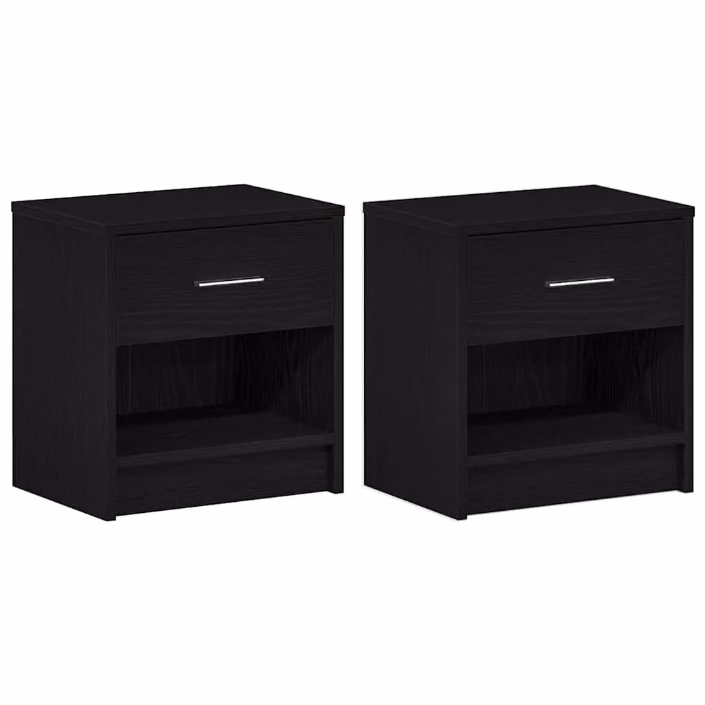 Berkfield Home Set of 2 Bedside Cabinets with Drawer in Black and Grey, W/D/H: 39 x 28 x 41 cm – 2