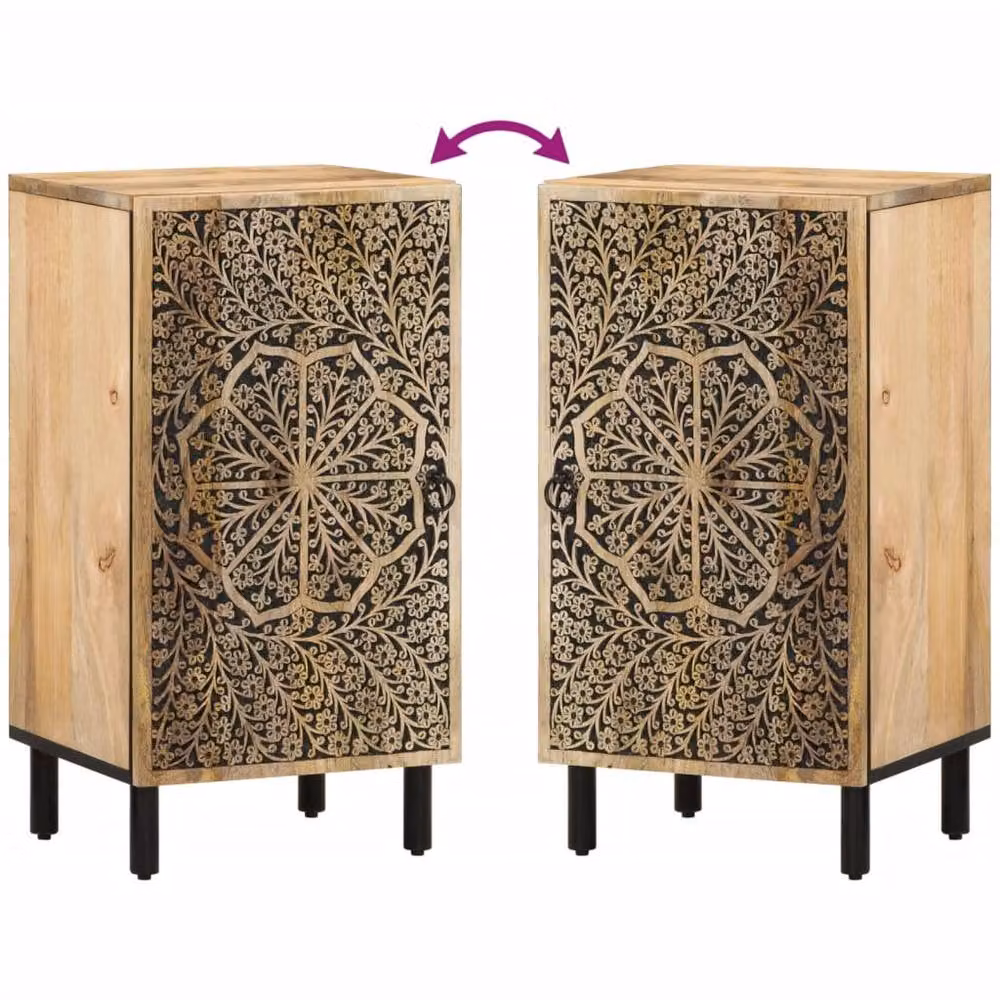 Berkfield Home Side Cabinet in Brown Solid Mango Wood, W/D/H: 40 x 33 x 75 cm – 4