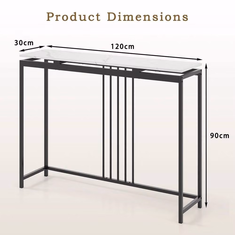EONLION Modern Black Marble Console Table for Living Room and Hallway, W: 100 cm, H: 90 cm – 2