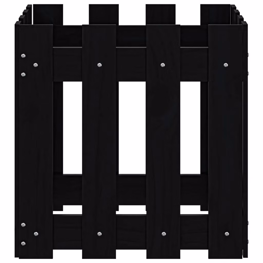 Berkfield Home Garden Planter with Fence Design in Black, Solid Wood and Plastic, W/D/H: 40 x 40 x 40 cm – 4