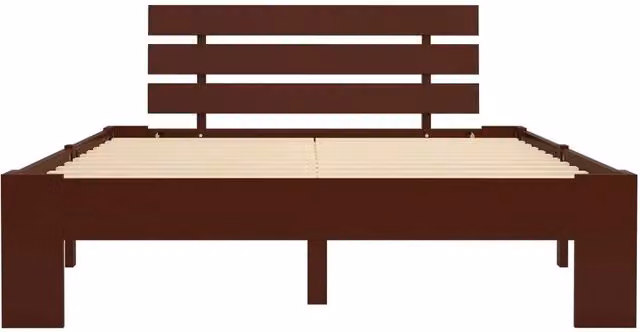 Berkfield Home Modern Bed Frame in Dark Brown Solid Pine Wood, W/D/H: 140 x 200 x 66 cm – 1