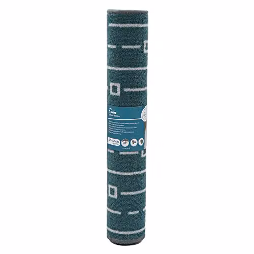 JVL Savio Geometric Machine Washable Non-Slip Runner Mat, Petrol and Grey, W: 57 cm, L: 150 cm – 3