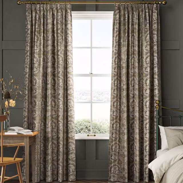 William Morris At Home African Marigold Made to Measure Velvet Floral Curtains in Limestone