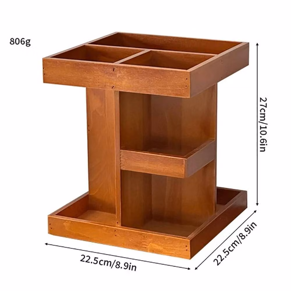 EONLION Brown Bamboo Wood Makeup Organiser Case and Cosmetic Storage Box W: 50 cm, D: 50 cm, H: 50 cm – 2