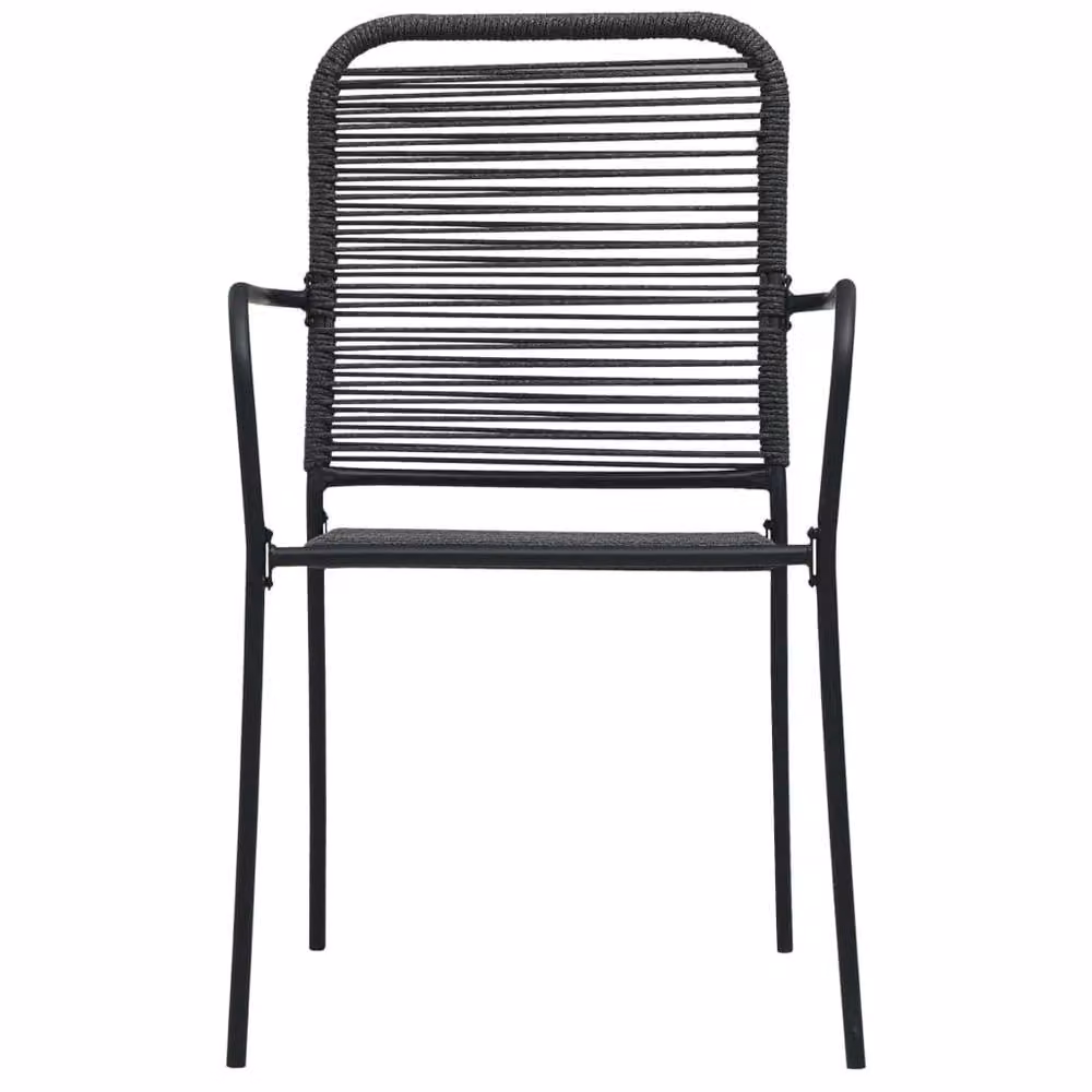 Berkfield Home Elegant 5 Piece Garden Dining Set in Black Cotton Rope and Steel