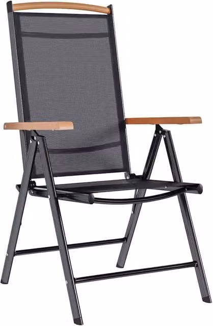 Berkfield Home Set of 6 Folding Garden Chairs in Black Textilene