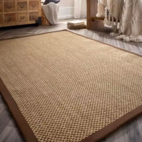 Phoenox Textiles Limited Origins Woven Sisal Rug in Beige and Brown with Dark Brown Border, W: 120 cm, L: 170 cm – 2