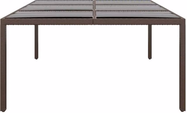 Berkfield Home Extendable Brown Rattan Garden Table with Glass Top, W: 200 cm, D: 150 cm, H: 75 cm
