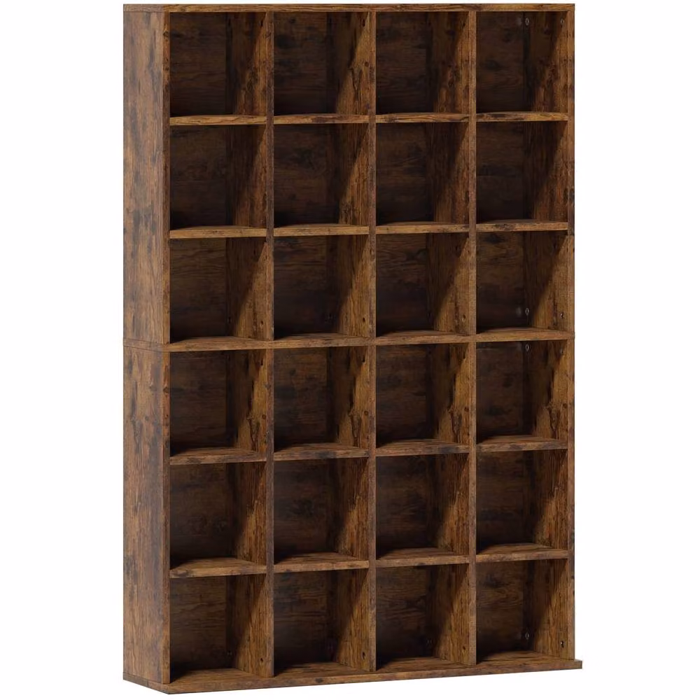 Wyld Haus Limi Rustic Brown Wooden CD and DVD Storage Cabinet with Adjustable Shelves, H: 89.0 cm, W: 32.0 cm, D: 20.0 cm – 2