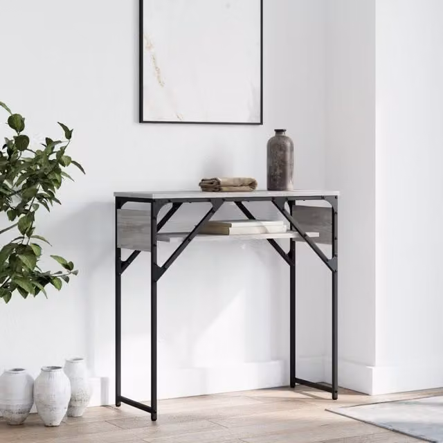 Berkfield Home Console Table with Shelf in Grey Sonoma, W/D/H: 75 x 30 x 75 cm – 1