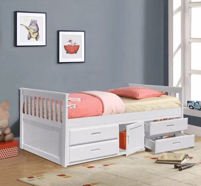 Comfy Living Ltd White Solid Wood Captains Bed with Drawers and Storage, Single, W/D/H: 90 x 190 cm – 1