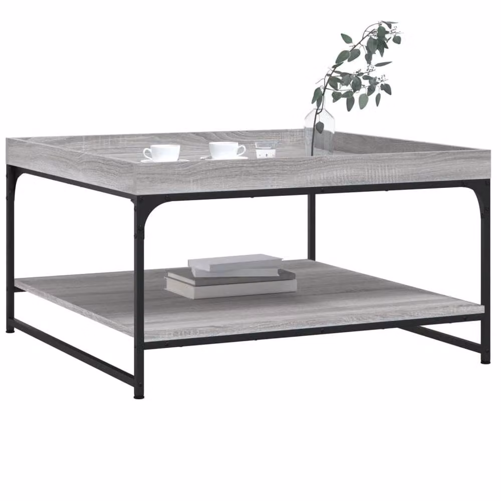 Berkfield Home Grey Sonoma Square Coffee Table with Iron Legs, W/D/H: 80 x 80 x 45 cm – 3