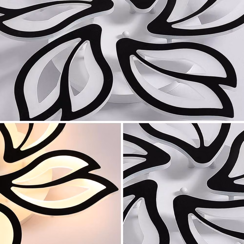 Goeco Dimmable LED Ceiling Light with Remote Control, White Flower Shape Modern Organic Design – 5