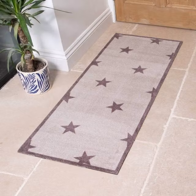 Artsy Mats Brown Star Pattern Washable Non-Slip Indoor Doormat, W: 40 cm, D: 60 cm – 1